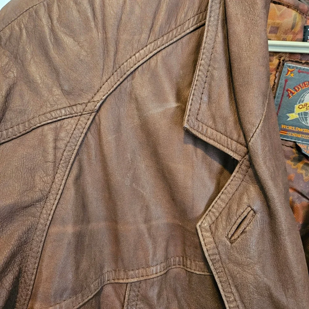 Vintage Wilsons Leather Bomber Jacket Medium Brown 90s Aviator Aventure Bound